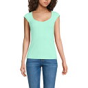 【送料無料】 ランズエンド レディース Tシャツ トップス Women's Lands' End Pointelle Cap Sleeve Top Froste...