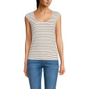 【送料無料】 ランズエンド レディース Tシャツ トップス Women's Lands' End Pointelle Cap Sleeve Top White ...