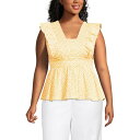 【送料無料】 ランズエンド レディース Tシャツ トップス Plus Size Lands' End Lightweight Ruffle Peplum Top...