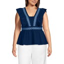 【送料無料】 ランズエンド レディース Tシャツ トップス Plus Size Lands' End Lightweight Ruffle Peplum Top...