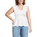 【送料無料】 ランズエンド レディース Tシャツ トップス Plus Size Lands' End Lightweight Ruffle Peplum Top...