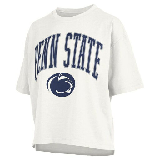 【送料無料】 プレスボックス レディース Tシャツ トップス Women's Pressbox White Penn State Nittany Lions Nelson Arch Over Logo Waist Length Oversized Slub T-Shirt Pst White
