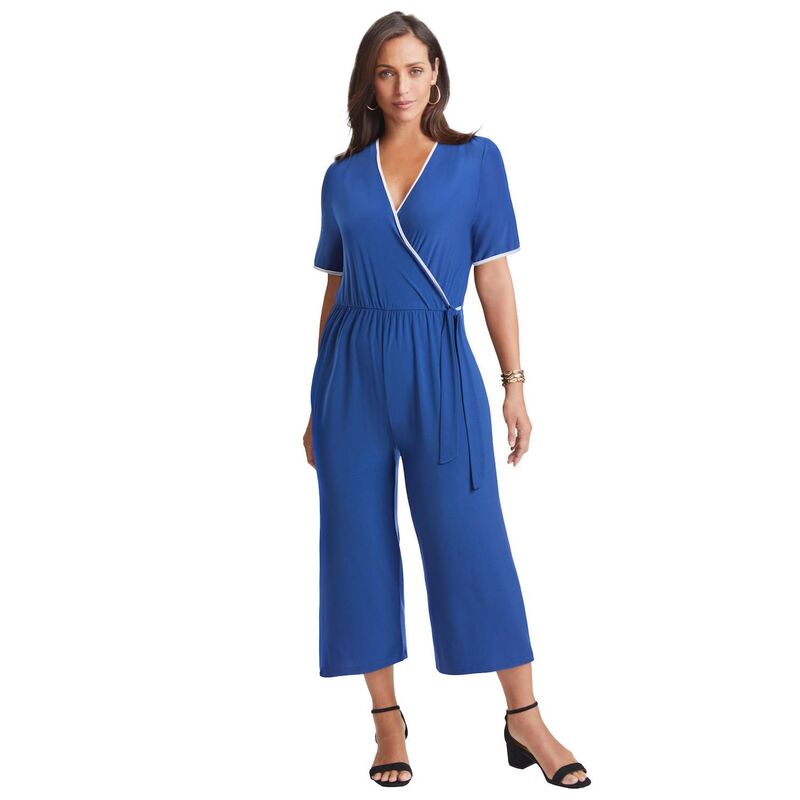 ReVida ŷԾŹ㤨֥ɥ ǥ ȥåץ ԡ 磻ɥå ץ饹 åץ ˥å ץ Jessica London Women's Plusize Stretch Knit Cropped Wide Leg Jumpsuit Dark Sapphire եפβǤʤ16,980ߤˤʤޤ
