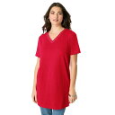 【送料無料】 ロアマンズ レディース Tシャツ トップス Roaman's Women's Plus Size Rhinestone V-Neck Ultima...