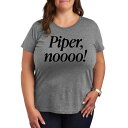 【送料無料】 ライセンス キャラクター レディース Tシャツ トップス Plus Size Piper No! Graphic Tee Heather Gray