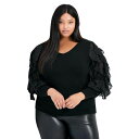【送料無料】 アベニュー レディース ニット・セーター アウター Avenue Women's Plus Size Frill Sleeve Sweater Black(4)