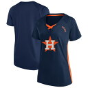 【送料無料】 プロファイル レディース Tシャツ トップス Women'sProfile Navy Houston Astros Plus Size Glitter Raglan V-Neck T-Shirt Ast Navy