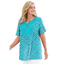 【送料無料】 ウーマン ウィズイン レディース Tシャツ トップス Woman Within Women's Plus Size Mixed Print Hen...