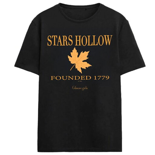【送料無料】 ライセンス キャラクター レディース Tシャツ トップス Juniors' Gilmore Girls Stars Hollow Leaf Graphic Tee Black 【送料無料】 ライセンス キャラクター レディース Tシャツ トップス Juniors' Gilmore Girls Stars Hollow Leaf Graphic Tee Black