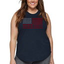 【送料無料】 エルエーポップアート レディース Tシャツ トップス Women's Plus Size Word Art Tank Top - God Bless America Navy