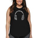 【送料無料】 エルエーポップアート レディース Tシャツ トップス Women's Plus Size Word Art Tank Top - HEADPHONES - LANGUAGES Black