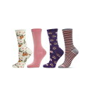 【送料無料】 メモイ レディース 靴下 アンダーウェア 4 Pair Bundle Women's Novelty Crew Socks Marshmallow