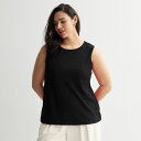 【送料無料】 ナインウェスト レディース Tシャツ トップス Plus Size Nine West Texture Pleated Knit Top Mineral Black(4)