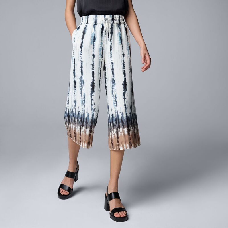 【送料無料】 ヴェラウォン レディース カジュアルパンツ ボトムス Women's Simply Vera Vera Wang Drpey Culotte Pants Blue Double Dip Dye