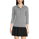【送料無料】 ランズエンド レディース Tシャツ トップス Women's Lands' End 3/4 Sleeve Active Polo Shirt Bl...