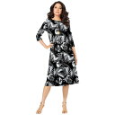 【送料無料】 ロアマンズ レディース ワンピース トップス Roaman's Women's Plus Size Petite Ultrasmooth Fabr...