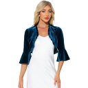 【送料無料】 アレグラ ケー レディース ニット・セーター アウター Velvet Shrug Top for Women's 3/4 Sleeve Ruffl...