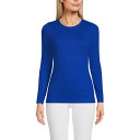 【送料無料】 ランズエンド レディース Tシャツ トップス Petite Lands' End Long Sleeve Micro Rib Crewneck T...