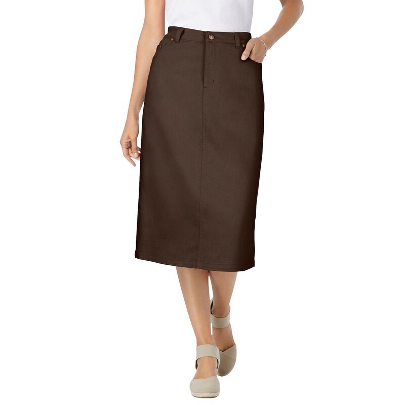 ウーマン ウィズイン レディース ボトムスカート プラスサイズ デニム Woman Within Women's Plusize Stretch Denim Jean Skirt Chocolate チョコレート