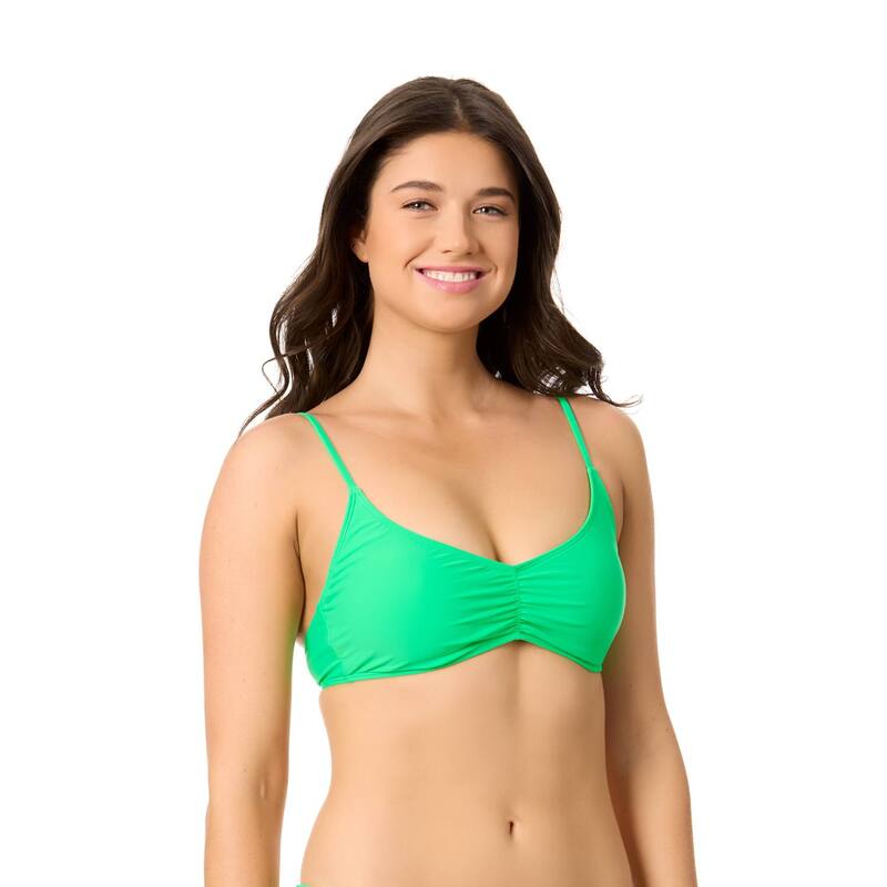 【送料無料】 ハーレー レディース トップのみ 水着 Juniors' Hurley Solid Front Shirred Bralette Swim Top Lime Fizz