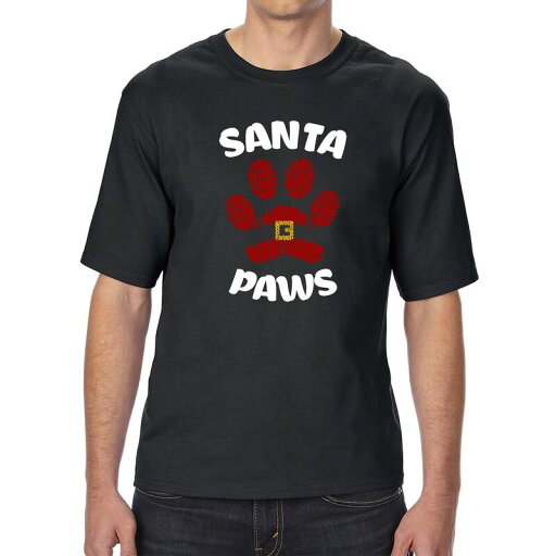 【送料無料】 エルエーポップアート メンズ Tシャツ トップス Santa Paws - Men's Tall and Long Word Art T-Shirt Black 【送料無料】 エルエーポップアート メンズ Tシャツ トップス Santa Paws - Men's Tall and Long Word Art T-Shirt Black