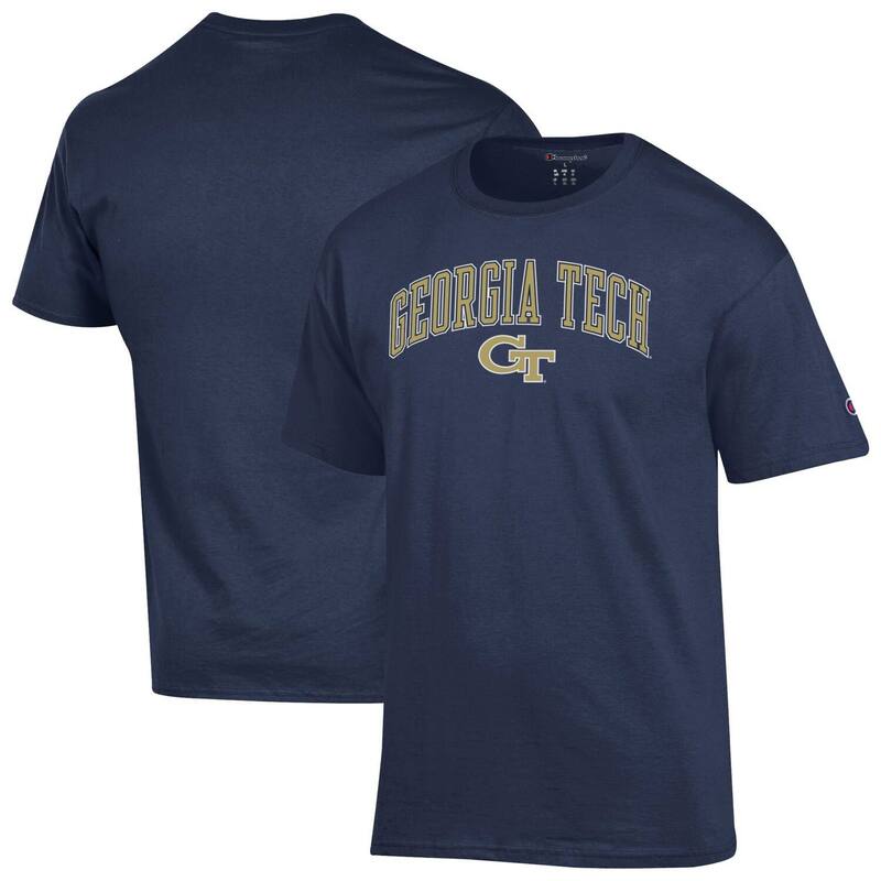 【送料無料】 チャンピオン メンズ Tシャツ トップス Men'sChampion Navy Georgia Tech Yellow Jackets Arch Over Logo T-Shirt Nc2 Navy