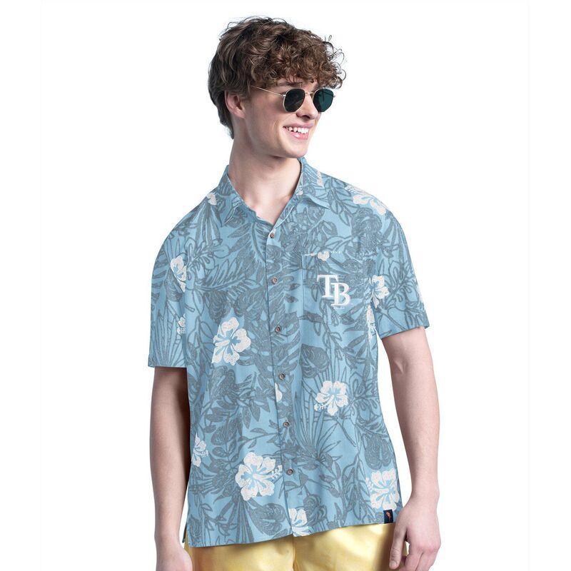 【送料無料】 マルガリータビル メンズ Tシャツ トップス Men's Margaritaville Blue Tampa Bay Rays Palm Shade Party Button-Up Shirt Ray Blue