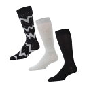 【送料無料】 メモイ メンズ 靴下 アンダーウェア Lightning Bolt Cotton Blend Crew Sock 3 Pack Multicolo...