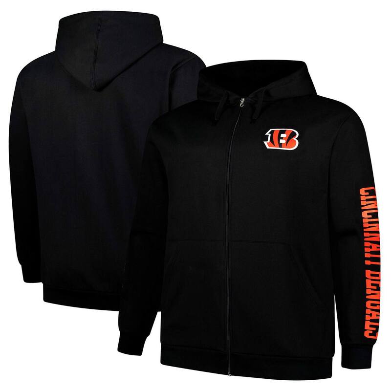 【送料無料】 ファナティクス メンズ Tシャツ トップス Men's Fanatics Black Cincinnati Bengals Big & Tall Sleeve Hit Full-Zip Hoodie Bng Black