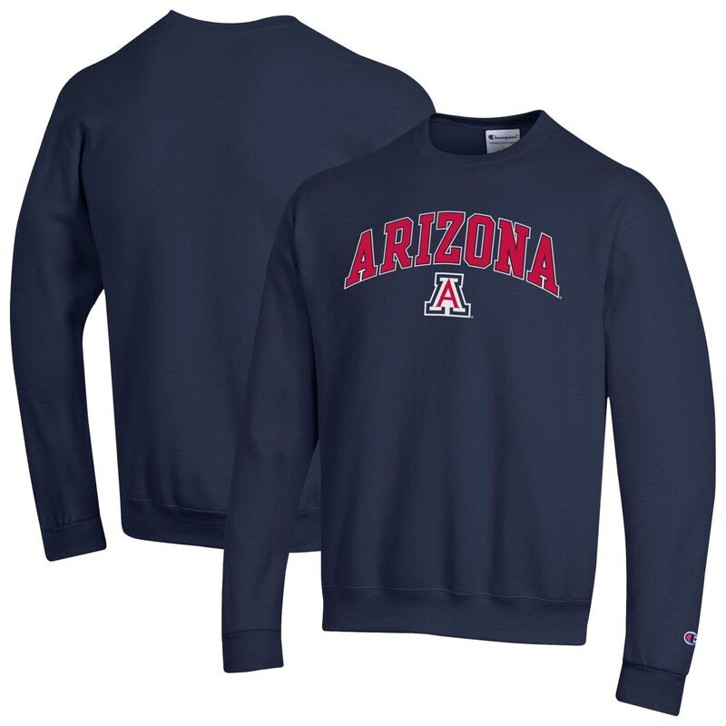 【送料無料】 チャンピオン メンズ Tシャツ トップス Men'sChampion Navy Arizona Wildcats Arch Over Logo Pullover Sweatshirt Arz Navy