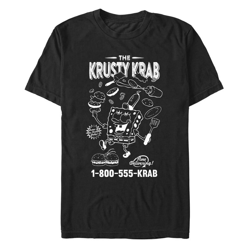 【送料無料】 ニコロデオン メンズ Tシャツ トップス Big & Tall Nickelodeon SpongeBob SquarePants The Krusty Krab Now Delivering Graphic Tee Black
