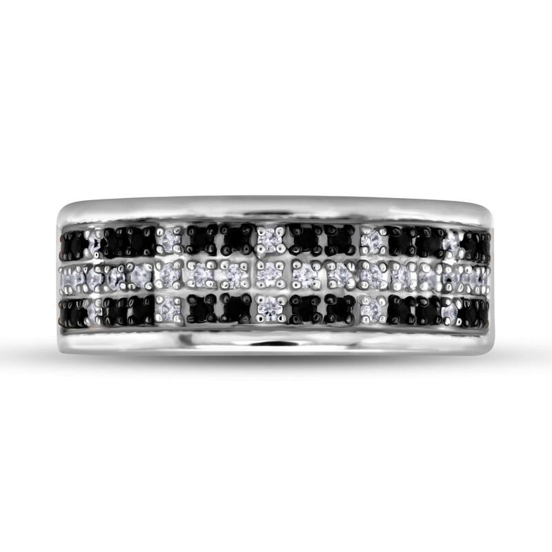 【送料無料】 アンブランデッド メンズ リング アクセサリー Men's 14k Gold 1/3 Carat T.W. Black & White Diamond Checkerboard Ring 14k White Gold