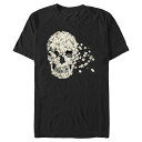 【送料無料】 アンブランデッド メンズ Tシャツ トップス Big & Tall Beautiful Flower Petals Skull Graphic Tee Black