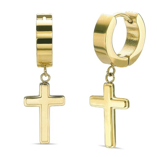【送料無料】 リンクス メンズ ピアス・イヤリング アクセサリー Men's LYNX Ion Over Stainless Steel Cross Hoop Earrings Gold Tone 【送料無料】 リンクス メンズ ピアス・イヤリング アクセサリー Men's LYNX Ion Over Stainless Steel Cross Hoop Earrings Gold Tone