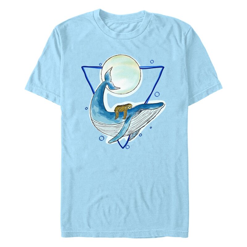アニメキャラクター メンズ トップス Tシャツ グラフィック Licensed Character Men'sloth Resting On A Whale Graphic Tee Light Blue ブルー