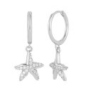 【送料無料】 Sunkissed Sterling レディース ピアス・イヤリング アクセサリー Sunkissed Sterling Cubic Zirconia Starfish Hoop Drop Earrings Silver Tone