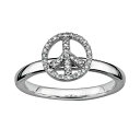 【送料無料】 アンブランデッド レディース リング アクセサリー Stacks & Stones Sterling Silver 1/8-ct. T.W. Diamond Peace Sign Stack Ring Silver