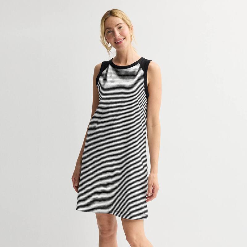 【送料無料】 ソノマ レディース ワンピース トップス Petite Sonoma Goods For Life Essential Summer Tank Dress Mini Black Stripe