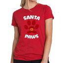 【送料無料】 エルエーポップアート レディース Tシャツ トップス Santa Paws - Women's Premium Blend Word Art T-Shirt Red