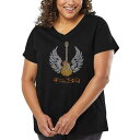 【送料無料】 エルエーポップアート レディース Tシャツ トップス Women's Plus Size Word Art V-Neck - LYRICS TO FREEBIRD Black(4)