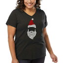 【送料無料】 エルエーポップアート レディース Tシャツ トップス Women's Plus Size Word Art V-Neck - Santa Claus Grey