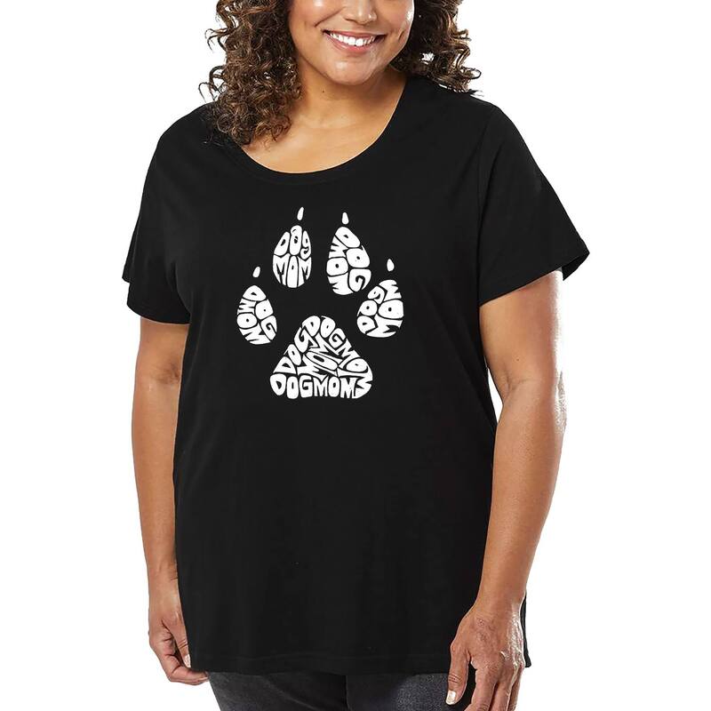 【送料無料】 エルエーポップアート レディース Tシャツ トップス Women's Plus Size Word Art T-shirt - Dog Mom Black