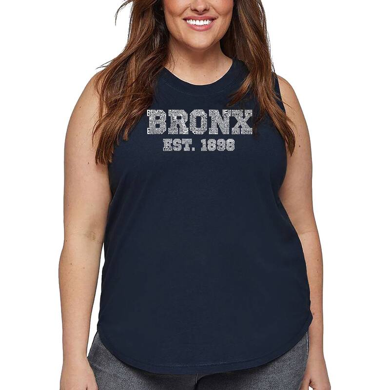 ReVida ŷԾŹ㤨̵֡ 륨ݥåץ ǥ T ȥåץ Women's Plus Size Word Art Tank Top - POPULAR NEIGHBORHOODS IN BRONX NY NavyפβǤʤ8,480ߤˤʤޤ