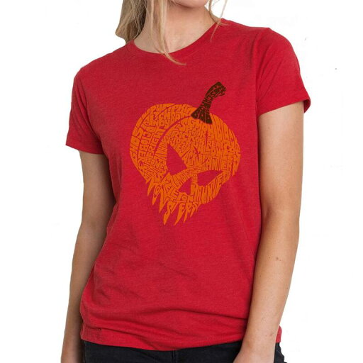 【送料無料】 エルエーポップアート レディース Tシャツ トップス Evil Pumpkin - Women's Premium Blend Word Art T-Shirt Red 【送料無料】 エルエーポップアート レディース Tシャツ トップス Evil Pumpkin - Women's Premium Blend Word Art T-Shirt Red