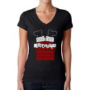 【送料無料】 エルエーポップアート レディース Tシャツ トップス Chimney Santa - Women's Word Art V-Neck T-Shirt Black