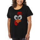 【送料無料】 エルエーポップアート レディース Tシャツ トップス Turkey Face - Women's Plus Size Word Art T-Shirt Black