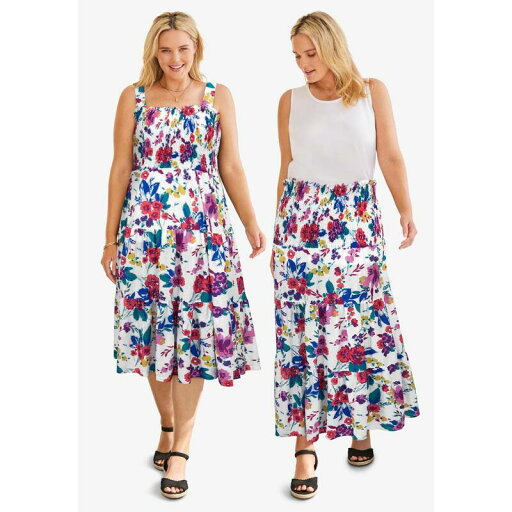 【送料無料】 ウーマン ウィズイン レディース ワンピース トップス Woman Within Women's Plus Size Convertible Dress To Skirt White Coral Floral 【送料無料】 ウーマン ウィズイン レディース ワンピース トップス Woman Within Women's Plus Size Convertible Dress To Skirt White Coral Floral