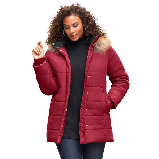 【送料無料】 ロアマンズ レディース ジャケット・ブルゾン アウター Roaman's Women's Plus Size Classic Length Quilted Puffer Jacket Classic Red 【送料無料】 ロアマンズ レディース ジャケット・ブルゾン アウター Roaman's Women's Plus Size Classic Length Quilted Puffer Jacket Classic Red