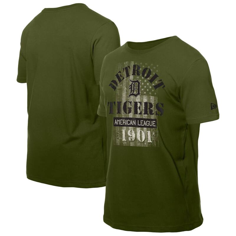 【送料無料】 ニューエラ メンズ Tシャツ トップス Men'sNew Era Green Detroit Tigers Armed Forces T-Shirt Tgr Green