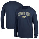 【送料無料】 チャンピオン メンズ Tシャツ トップス Men'sChampion Navy Georgia Tech Yellow Jackets Arch Over Logo Long Sleeve T-Shirt Nc2 Navy(4)